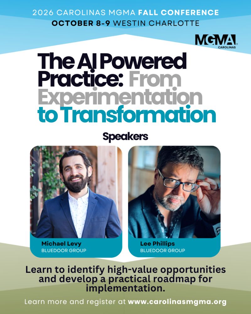 Carolinas MGMA 2026 Fall Conference promo card featuring Michael Levy
